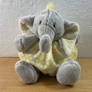 Nat & Jules Elephant Rattle Plush Lovey Gray & Soft Yellow Chubby Baby Bee Happy